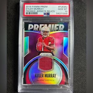 2019 Prizm Silver Kyler Murray Premier Jersey Relic Rookie RC PSA 10 Gem Mint